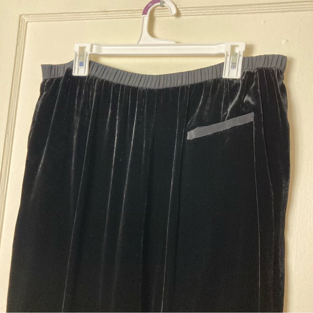 Eileen fisher black velvet pull on taper leg pants womens L rayon silk blend - Picture 7 of 9
